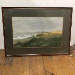 Michael Warner, Freshwater West, Gale force, watercolour, signed bottom right, paper label verso (