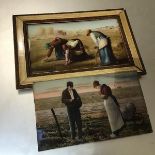 A pair of 19thc crystoleums in the style of Millais, one depicting the Angelus (one frame a/f) (33cm