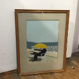 Peter Thomas, Figure Seated on a bench by the Seaside, silkscreen print 6/6, signed (29cm x 21cm)