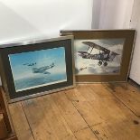 After Alfred Owels , Biplane, Sopwith Camel, signed print, (29cm x 40cm) and after Sweeney