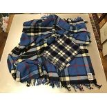 A Burkraft wool plaid lap throw with fringed border and The White Company child's cover with blanket