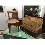 A mid 20thc child's birch chair (52cm x 31cm x 32cm), together with a leather attache case and a