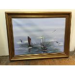 J. Rae, Fishing Boats off Anstruther, oil on canvas, signed bottom right, '07 (58cm x 68cm)