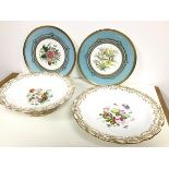 A pair of Aynsley handpainted dessert plates with narcissi and daffodil decorated central panels,