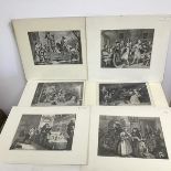 A set of five Hogarth engraved bookplates including one from The Rake's Progress, one from the