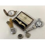 A collection of vintage watches including an American Waltham gold plated full hunter pocket