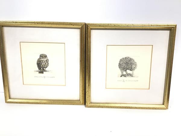 R. Jackson, engraving, Kiwi, 35/150, signed in pencil and another, Morepork, 80/95, signed in pencil