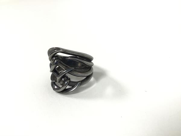 A broad Stephen Webster silver ring with black rhodium plating from the Thorn Collection (O/N)