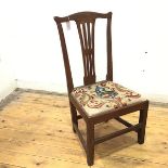 A mid 19thc Scottish side chair in mixed timbers including pine and alderwood, the yoke shaped top