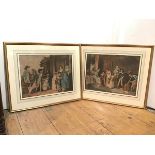 A pair of 18thc. coloured prints depicting Children Leaving and Returning from School (39cm x 51cm)