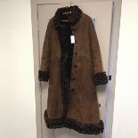 An Antartex sheepskin Loch Lomond lady's vintage full length sheepskin coat in deep chocolate brown,