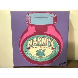 An Andy Warhol inspired print on canvas of a Marmite Jar (61cm x 61cm)