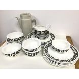 A Wedgwood bone china Susie Cooper design green quaystone pattern part dinner set including five