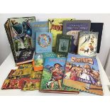 An assortment of children's books including Cinderella, H.L. Gee, Pleasure Book, Old French