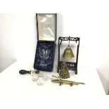 A Caithness glass goblet complete with box, four crystal salts, a Hammersley china candle snuffer, a
