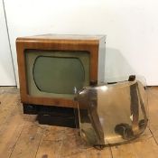 A 1950s Ferranti television set with walnut case, model T1425, accompanying magnifying water
