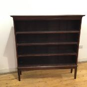 A mid 20thc mahogany Georgian style open bookcase, the rectangular top over a moulded frieze, with