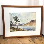 J.K. Maxton, A Loch in the Hills with Trees, watercolour, signed bottom left (25cm x 36cm)