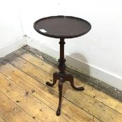 A small tripod wine table, the dished circular top on a turned stem, with moulded knop detail and