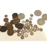 A collection of miscellaneous coinage including sixpenny and thrupenny bits (29), three various
