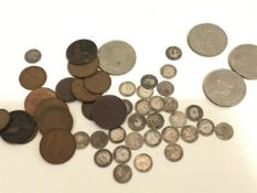 A collection of miscellaneous coinage including sixpenny and thrupenny bits (29), three various