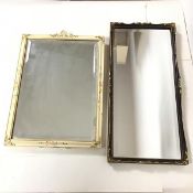 A 1960's painted dressing table mirror, with bevelled glass plate and shell and leaf surmount,