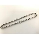 A silver two part chain link necklace of square linked form (l.23cm) (24.77g)