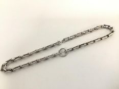 A silver two part chain link necklace of square linked form (l.23cm) (24.77g)