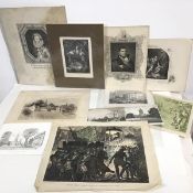A collection of prints including Daniel O'Connell, Garrick as Richard III, Tammany Democratic