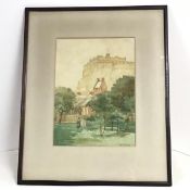 A.R. Irons, Edinburgh Castle from Greyfriars Kirk, watercolour, signed bottom right (37cm x 26cm)