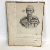 A print, Field Marshall Earl Roberts drawn by C.W. Walton on board (44cm x 34cm)