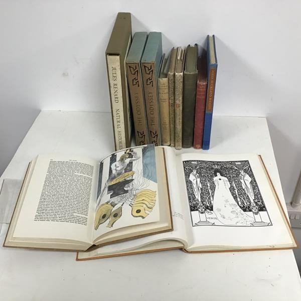 Art Interest: The Iliad and two copies of The Odyessy by Elizabeth Frink, a volume by Beardsley,