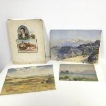 A group of watercolours including Darjeeling, watercolour, 1884, inscribed verso, possibly Thomas,