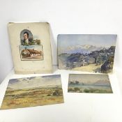 A group of watercolours including Darjeeling, watercolour, 1884, inscribed verso, possibly Thomas,