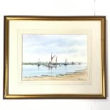 Derrick Eastoe, Barges at Pinmill, watercolour, signed and dated bottom right, 1887 (24cm x 34cm)