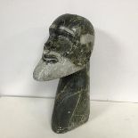 A Nigerian soapstone carved bust of a Bearded Man (h.38cm)
