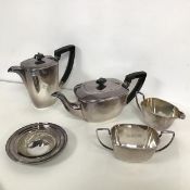 A Georgian style Epns four piece tea service including teapot, coffee pot (h.17cm), sugar bowl and