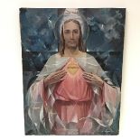 •David O'Connell (British 1898-1976), The Sacred Heart, signed lower right, oil on canvas, unframed.