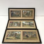 The Prodigal Son, a set of six 18th century coloured engravings, published by C. Sheppard, 15 St