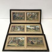 The Prodigal Son, a set of six 18th century coloured engravings, published by C. Sheppard, 15 St