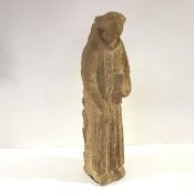 A carved sandstone figure of a saint in Medieval style, probably Saint Paul, modelled standing in