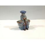 A French faience figural double salt, late 19th century, possibly Fourmaintraux, Desvres, modelled