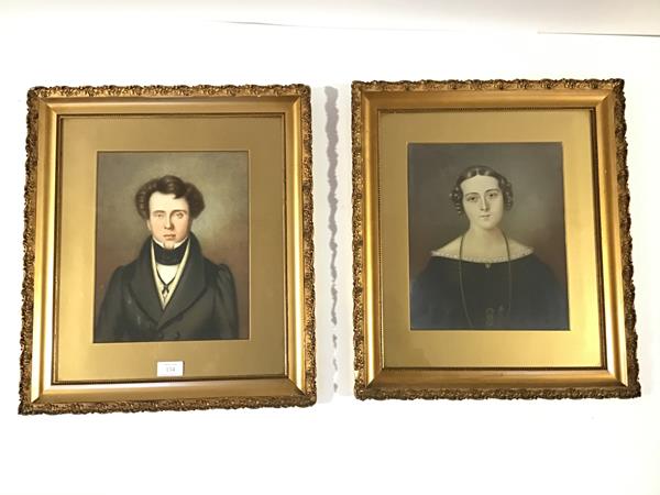 Scottish School, c. 1840, John and Agnes Cormack, a pair of portraits, pastel, unsigned, framed. One