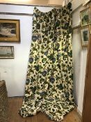 Two pairs of handsome curtains with 11ft drop, in Zoffany Flame Stitch Tree linen union fabric,