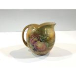 An unusual Royal Winton hand-painted pitcher, c. 1940-50, decorated with strawberries, grapes and