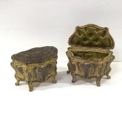 A pair of French gilt-metal jewellery caskets, early 20th century, each modelled as a miniature