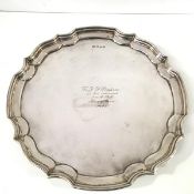 A George VI silver salver, in 18th century style, Roberts & Dore, Sheffield 1944, circular, with