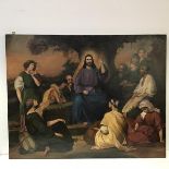 19th Century School, Christ Preaching, unsigned, oil on canvas, unframed. 110cm by 140cm