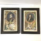 A pair of 18th century coloured portrait engravings: Charles Howard, Earl of Nottingham, after