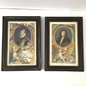 A pair of 18th century coloured portrait engravings: Charles Howard, Earl of Nottingham, after